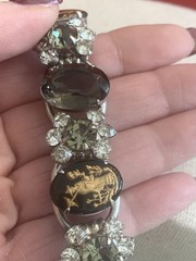 Vtg. D & E Rare Juliana 5 Link 7” Bracelet Silver Tone Black/ Green/ Gold BinM