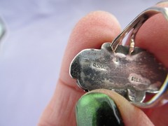 VINTAGE OLD PAWN STERLING ROBERT SHAKEY SQUASH BLOSSOM TURQUOISE CORAL RING