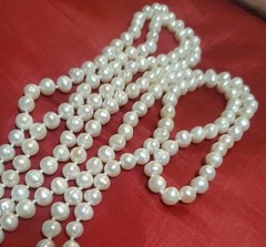 Vtg 64in Continuous Freshwater Pearl Necklace White Rope Strand Knotted 107g