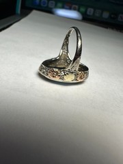 RARE VINTAGE 1930s UNCAS 14K TRI-COLOR GOLD BLUE SPINEL COCKTAIL RING 4.78 g