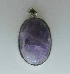 VTG~PURPLE PENDANT Oval Cabochon SUGILITE? MOSS AGATE? White Gold Plated 1.25″+