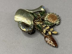 KC Kenneth Cole Flower Bouquet Brooch Watering Can Rhinestone Enamel