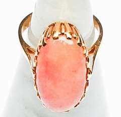 Antique 13/14K Gold Huge Strawberry Quartz Ring 21x11mm Oval Size 6.75 5.8 Grams