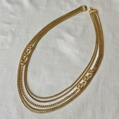1960s 1970s Monet Multi-strand Chain Necklace Long Opera Length Gold Tone Signed