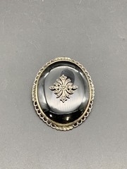 Vintage Onyx Gemstone 925 Sterling Brooch/Pendant (684)