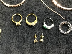 lot Of 8 Silver And Gold Tone Necklace/bracelets/earrings/Rings