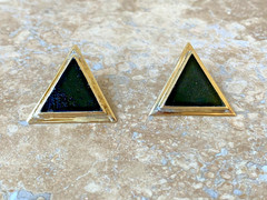 Suzanne St. Claire VTG Signed Sterling Silver Onyx Earrings 12 Grams 1″ Triangle