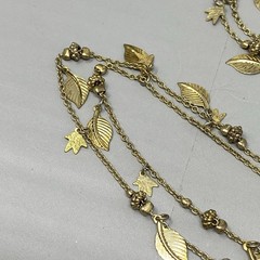VTG Cookie Lee Gold Tone Necklace Leaf Fringe Charms Long Designer 42″