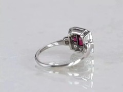 2.75Ct Art Deco Style Lab Created Ruby&Diamond Engagement 14K White Gold FN Ring