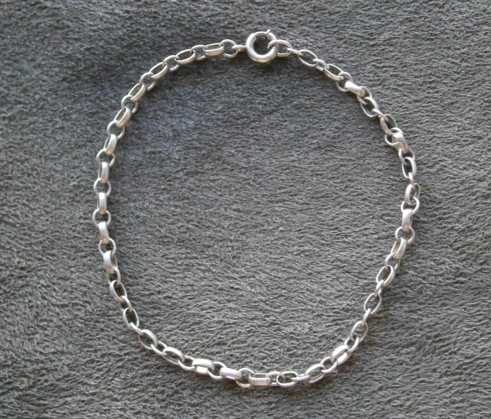 Rolo Baucher Small Oval Links Vintage Sterling Silver Bracelet 7.5″ ~ 2.9g
