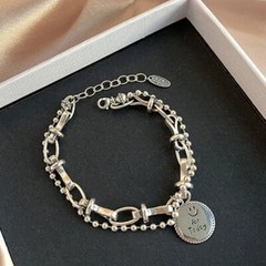 Retro Punk Geometry 925 Sterling Silver Chain Vintage Creative Women Bracelet