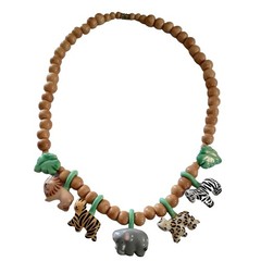 Vintage Flying Colors Safari Animal Ceramic Necklace Jungle Statement 24″
