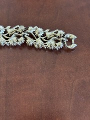 Vintage LISNER Gold-Tone Leaf Bracelet w/ Amber & Aurora Borealis Rhinestones