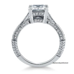 2Ct Moissanite Princess Cut White Engagement Ring 14K White Gold Plated