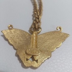 LANVIN PARIS Vintage Gold color Butterfly motif Necklace Pendant