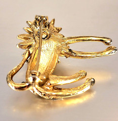 Vintage Fierce Green Eyed Lion Cat Brooch Pin Mane w/Rhinestones G.T. ~Unbranded