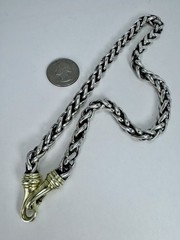 David Yurman Solid 14kt Gold Clasps & Sterling S Wheat Chain 6mm Necklace 17″
