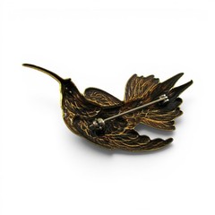 Vintage Long Billed Curlew Bird Brass Pin Antique Brooch French Casting