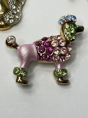 Vintage lot of 4 Rhinestone Animal Collection Salamander Rooster Leopard Poodle