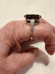 Vtg Stunning! 925SterSilver Sz 10-11g Smoky Quartz Ring!