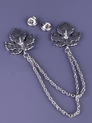 Large Maple Leaf Collar Double Chain Shirt Sweater Blouse Silver Tone 5″ Long