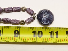 Vintage Necklace Purple Beaded Art Glass Silver Tone D5383