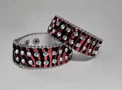 Zebra Print Rhinestone Wrap Bracelets Snap Leather Crystal Cuff Bracelet 12 pcs