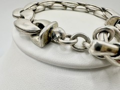 VTG Heavy Duty Silver Tone Link Bracelet Toggle 71g 8.5in Unsigned Estate Read