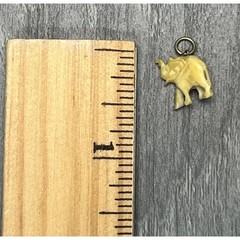 Vtg Hand Carved Elephant Charm Pendant Good Luck Trunk Up Boho Tiny