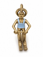 Vintage 12K Gold Filled Skier Charm Marked 1/20 12K GF Blue Enamel Water Ski