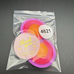 Vintage 80s Neon Color Block Disc Clip On Earrings Purple Pink Orange Statement