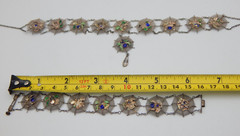 VTG 1940s Asian Silver Spiders on Spider Webs Necklace and Bracelet Set (CF110)