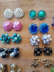 Vintage Lot Of 16pr. Earrings Marvella,Jaycraft,Kramer,Japan,Hong Kong,Germany