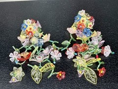 Statement Large Oversize Earrings Lucite Acrylic Flowers Cascade Multicolor Bead
