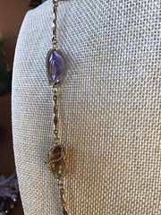 Stunning and Unique Vintage Gold Tone Wire Caged Multi Gemstone Necklace