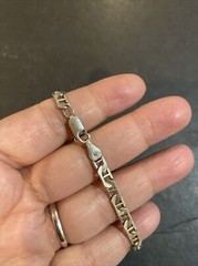 Vintage Sterling Silver 925 Italy Anchor Mariner Link Bracelet 9.5”