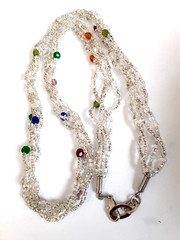 Vintage Glass Bead Crystal Multi-strand Necklace .5*30 inches