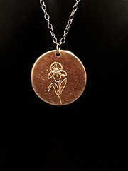 Vintage Signed 1/20 14k GF Violet Flower Pendant Chain Necklace 25in