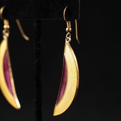 OPRO Norway Scandinavian Sterling Silver Purple Enamel Crescent Earrings 925S