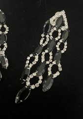 Kenneth J Lane 3.5 In Black & Clear Rhinestone Earrings For Repair