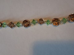 Vintage Lisner Necklace Champagne and Green Glass Beads That Glow.