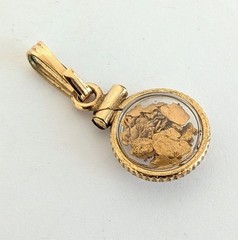 Antique Alaska 20k Natural Gold Placer Nuggets in Floating 14K GF Pendant