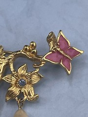 Vintage Avon Garden Of Eden Brooch Collar Pin Vine Bee Butterfly Edwardian Style
