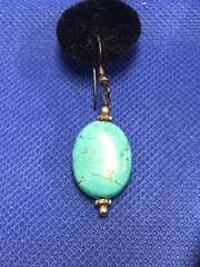 VTG STERLING SILVER NATURAL TURQUOISE FRENCH WIRE DANGLE EARRINGS