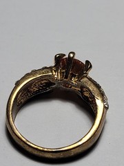 Vintage Promise Ring Imitation Gemstones Peach Solitaire Clear Accents Size 8