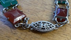 1920s Carnelian Chrysoprase Bracelet in 925 Sterling Silver Authentic Art Deco