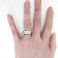 Art Deco Style 2.80Ct Lab-Created Diamond & Sapphire Engagement Ring 925 Silver