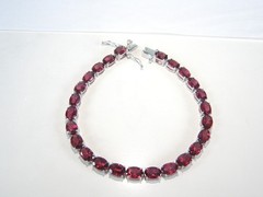 New Sterling Silver 925 Natural Rhodolite Pink Garnet Tennis Bracelet 7.5″