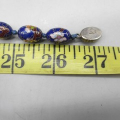 Vintage Cloisonne Necklace Earrings Leverback Signed Silver Tone 27 Inch