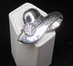 Vintage 925 Sterling Silver Hat Brooch Pin Floppy Derby Flower Heavy 9.6 grams